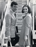 Hairdresser Vidal Sassoon Seen Here With His Wife At London Airport.