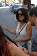 Salma Hayek sneaks out the back of The Ivy
