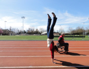 366 Handstands by Julie Dumont for charity, Britain - May 2012