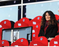 PARIS: Salma Hayek Attends PSG-Rennes Soccer Match