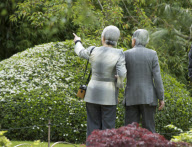 Emperor Akihito and Empress Michiko of Japan visit the Kyoto Garden in Holland Park, London, Britain - 17 May 2012