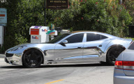 EXCLUSIVE Justin Bieber takes his chrome-wrapped Fisker Karma to La Paz