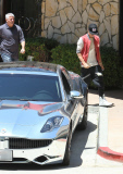 EXCLUSIVE Justin Bieber takes his chrome-wrapped Fisker Karma to La Paz