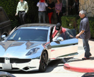 EXCLUSIVE Justin Bieber takes his chrome-wrapped Fisker Karma to La Paz