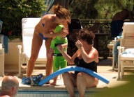 EXCLUSIVE... Wayne Rooney Keeps A Low Prile While Hanging At The Pool With Coleen and Kai
