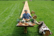 Man builds 'longest picnic table in the world', Suffolk, Britain - 17 May 2012