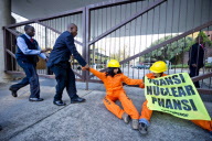 Greenpeace protests outside nuclear energy conference at Industrial Development Corporation, Johannesburg, South Africa - 29 May 2012