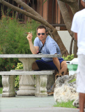 Christian Slater in Miami Beach with his dog