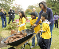 (1)US-WHITE HOUSE GARDEN- MICHELLE OBAMA-HARVEST