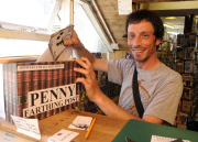 Man starts own Penny Farthing bicycle postal service in Bude, Cornwall, Britain - May 2012