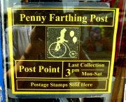 Man starts own Penny Farthing bicycle postal service in Bude, Cornwall, Britain - May 2012