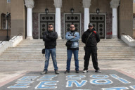 Members of Golden Dawn far-right party outside the church of Agios Panteleimonas, Athens, Greece - 12 May 2012