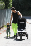 *EXCLUSIVE*  Orlando Bloom takes a walk with baby Flynn on Father's Day
