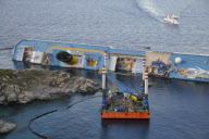 Capsized cruise ship Costa Concordia, Giglio, Italy - 13 Jun 2012