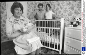 Lesley Brown Mother Of The Worlds First Test Tube Baby Louise Brown Pictured In Her Nursery With Father John And Stepsister Sharon