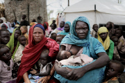 Refugees gather in Rum, Upper Nile State, on the border, Sudan - Jun 2012