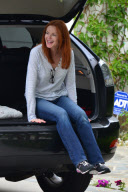 Marcia Cross waits for her kids in Santa Monica