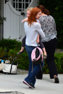 Marcia Cross waits for her kids in Santa Monica