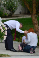 Marcia Cross waits for her kids in Santa Monica