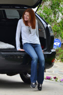 Marcia Cross waits for her kids in Santa Monica