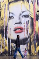 Artwork featuring Kate Moss by Thierry Guetta aka Mr Brainwash, New Oxford Street, London, Britain - 16 Jul 2012
