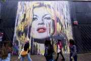 Artwork featuring Kate Moss by Thierry Guetta aka Mr Brainwash, New Oxford Street, London, Britain - 16 Jul 2012