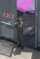Army personnel drafted in as emergency cover for Olympic Games security, Olympic Park, London - 11 Jul 2012