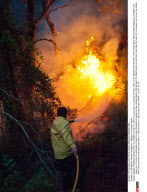 LA JONQUERA: Spanish firefighters - wildfires in northeast Spain