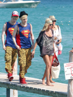 Tara Reid sighting at Club 55 in Saint Tropez.