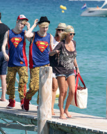 Tara Reid sighting at Club 55 in Saint Tropez.