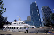 Yachts moored at Canary Wharf, London, Britain - 23 Jul 2012