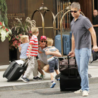Matt Bomer Saying Goodbye to his Kids and Partner Simon Halls Outside the Trump Soho Hotel