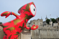 Olympic rings float on Thames