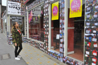 House Of Reeves store in Croydon has been covered with 4,000 positive messages from young people as part of the Reverse Riots charity campaign following last year's riots, London, Britain- Aug 2012