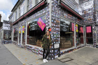 House Of Reeves store in Croydon has been covered with 4,000 positive messages from young people as part of the Reverse Riots charity campaign following last year's riots, London, Britain- Aug 2012