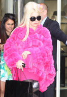 Lady Gaga leaves Giorgio Armani in pink fur