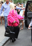 Lady Gaga leaves Giorgio Armani in pink fur