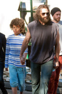 HUGH JACKMAN and son OSCAR on Wolverine set in Surry Hills