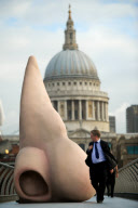 Giant Nose Sculpture on the Millenium Bridge promoting the London Dungeon's 'Stinky Summer' exhibition, London, Britain - 16 Aug 2012