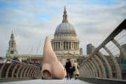Giant Nose Sculpture on the Millenium Bridge promoting the London Dungeon's 'Stinky Summer' exhibition, London, Britain - 16 Aug 2012