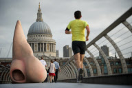 Giant Nose Sculpture on the Millenium Bridge promoting the London Dungeon's 'Stinky Summer' exhibition, London, Britain - 16 Aug 2012