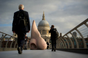 Giant Nose Sculpture on the Millenium Bridge promoting the London Dungeon's 'Stinky Summer' exhibition, London, Britain - 16 Aug 2012
