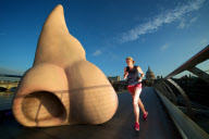 Giant Nose Sculpture on the Millenium Bridge promoting the London Dungeon's 'Stinky Summer' exhibition, London, Britain - 16 Aug 2012