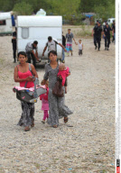 SAINT PRIEST: People from the Roma community expelled by French police