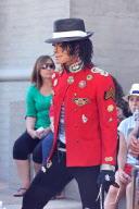 A Michael Jackson Look-A-Like visits the King of Pop on his 54th Birthday 