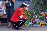 A Michael Jackson Look-A-Like visits the King of Pop on his 54th Birthday 