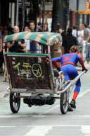 Spider-Man Flies and Offers Rides In His Rickshaw