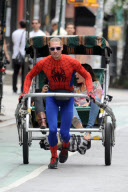 Spider-Man Flies and Offers Rides In His Rickshaw
