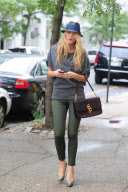 Blake Lively in Cute Hat And Old Navy Rockstar Jeans