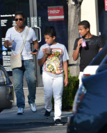Jermaine Jackson cools down at Coffe Bean with his boys